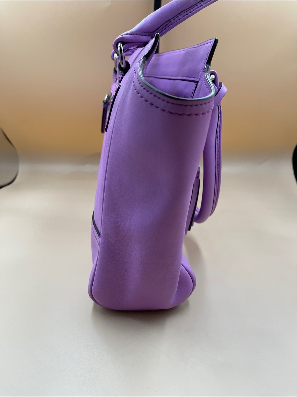 Coach Purple Leather Tote with Tassel Charm - Picture 5 of 9